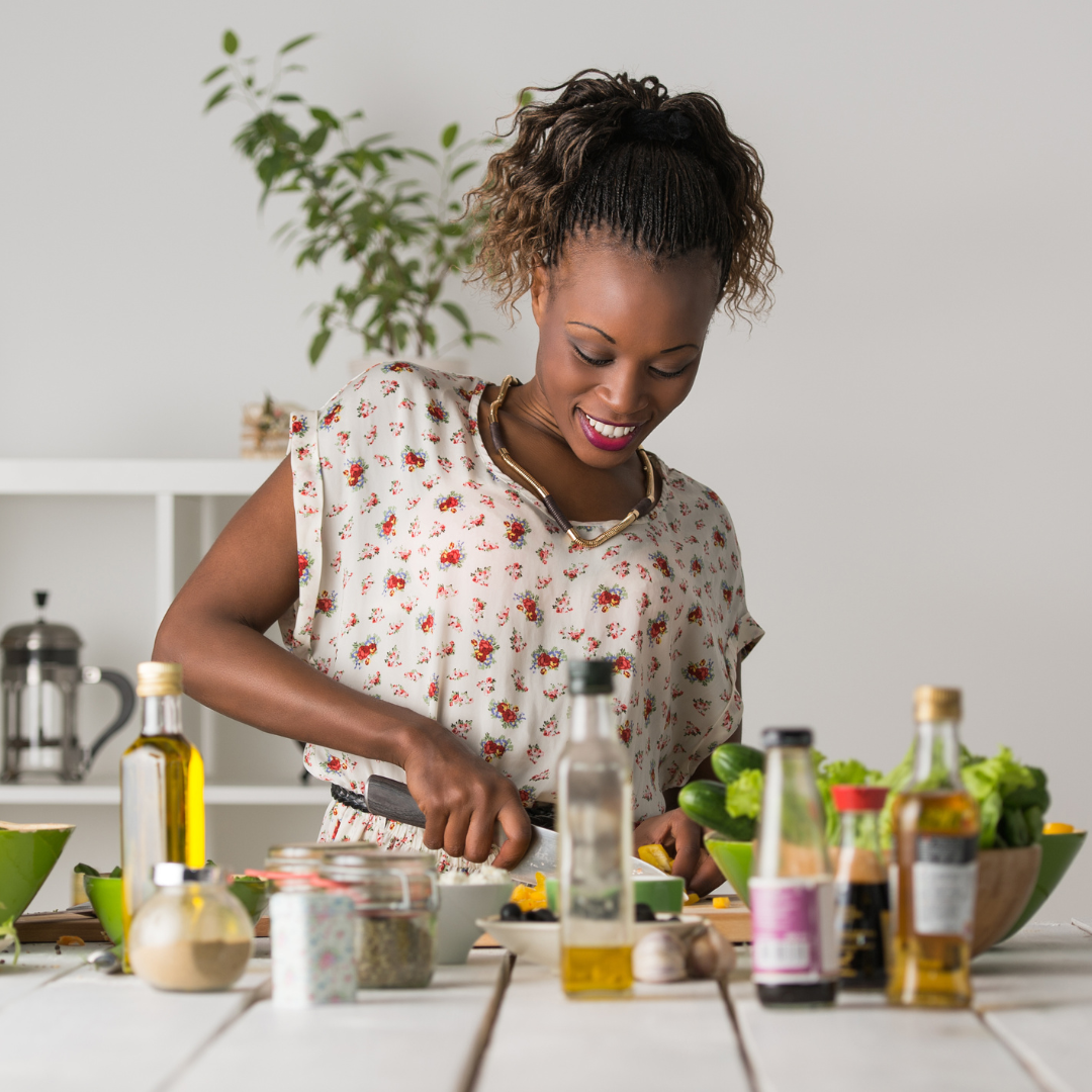 Health and wellness coach making salad